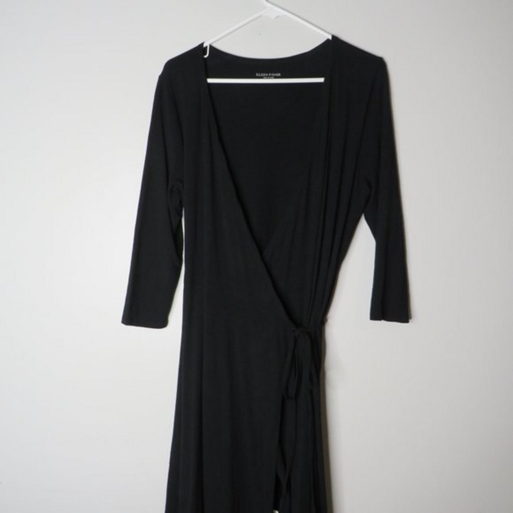 Eileen Fisher black wrap‎ dress
